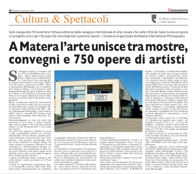 DAL 8 NOVEMBRE AL 2 DICEMBRE 2024 |  MATERA L'ARTE CHE UNISCE | 8&deg; RASSEGNA INTERNAZIONALE DI ARTE VISUALE | 
