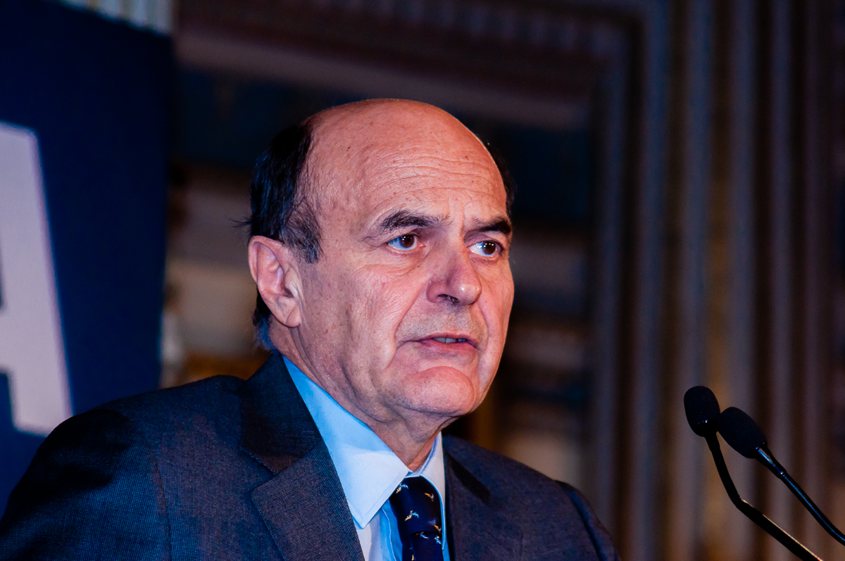 The Centre-left leader Pier Luigi Bersani talks at the press conference after the elections results. He has been elected Italian Premier but the low range of votes among the Centre-Left, the Berlusconis coalition and the Five Star Movement will produce a weak Government. Rome 2013.