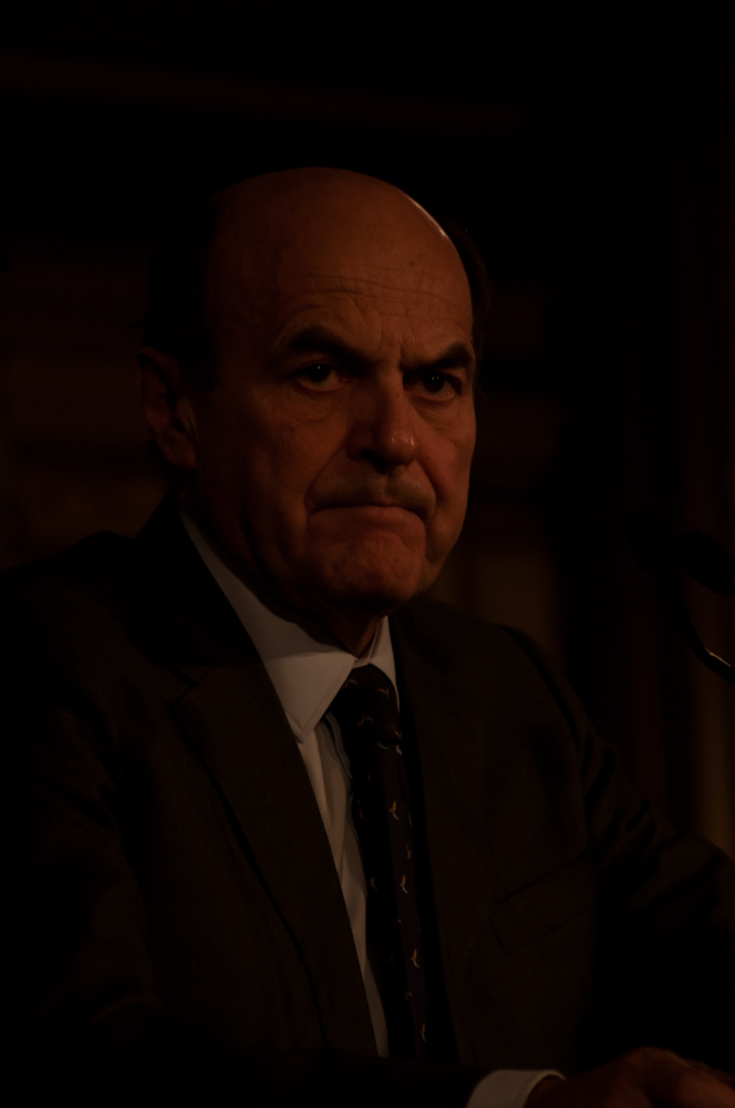 The Centre-left leader Pier Luigi Bersani talks at the press conference after the
elections results. He has been elected Italian Premier but the low range of votes
among the Centre-Left, the Berlusconis coalition and the Five Star Movement will
produce a weak Government. Rome 2013.